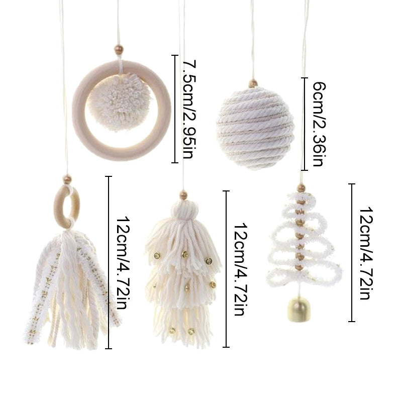 Creative Hand Woven Christmas Hanging Decorations Bohemian Macrame Ball Pendants Xmas Tree Drop Ornaments Home Party Supplies