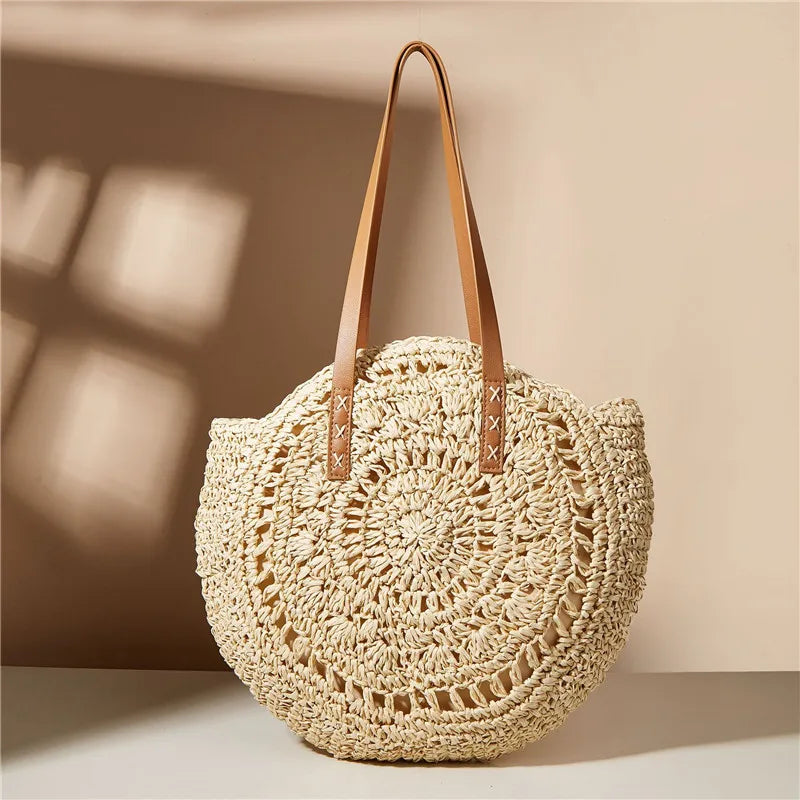 New Large Capacity Handbag Totes Holidays Pack Handmade Straw Shoulder Bags For Women Big Travel Beach Bag bolsa feminina