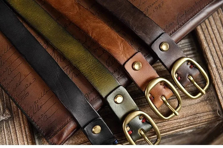 Retro Narrow Genuine Leather Women's Belt Pure Copper Button Western Cowboy Style Versatile Jeans Belt Fashion Luxury Women Belt