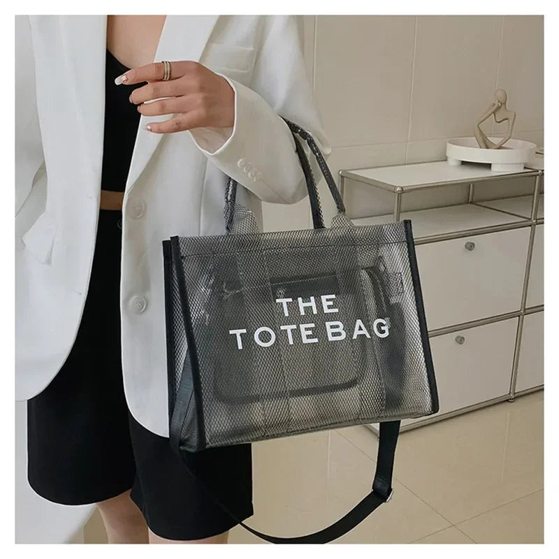 Summer The Tote Bags for Women Brand Designer Luxury Clear Beach Bag Ladies Pink Handbag Big Shopping Crossbody Totebag Hand Bag