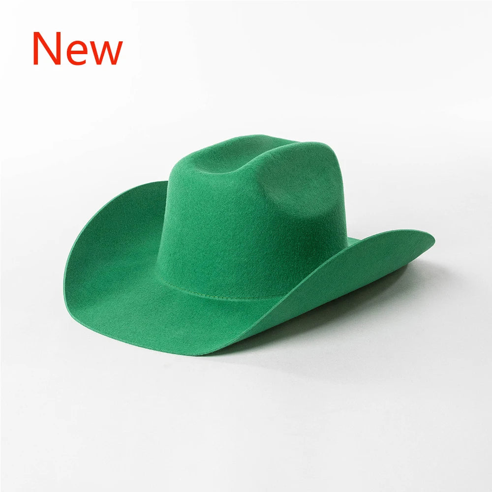 Cowboyhat autumn and winter new wool felt cowboy hat jazz hat European and American fashion casual curling cowboy hat