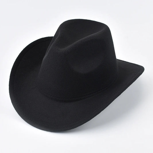 Unisex Western Cowboy Hat Vintage Roll Brim Felt Hat Suitable for Daily Casual Wear, Western Cowboy Party, Bar Cowboy