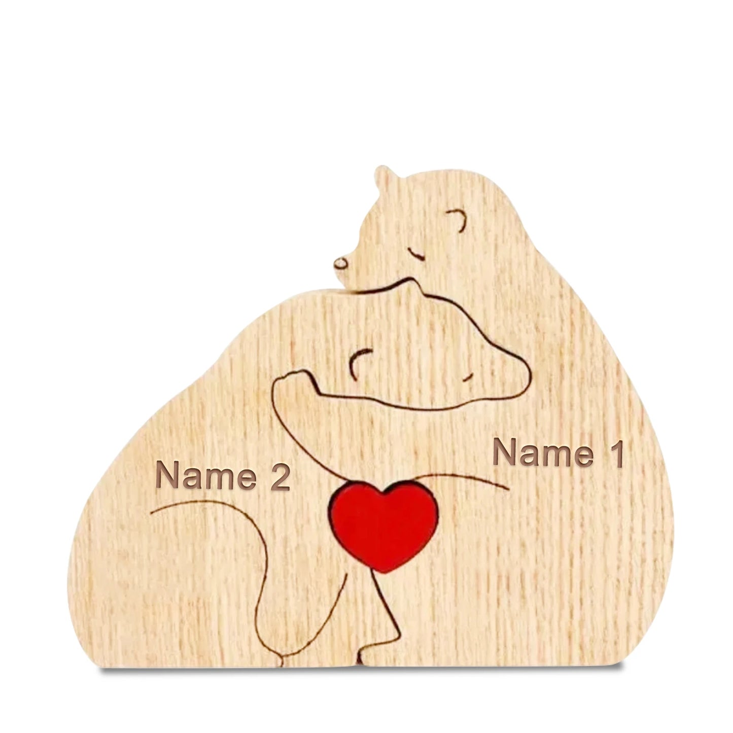 Custom Name Wooden Bear Family Ornaments Personalized Wood Carving Bear Puzzle Christmas Birthday Gift home decor action figure Valentines Gift