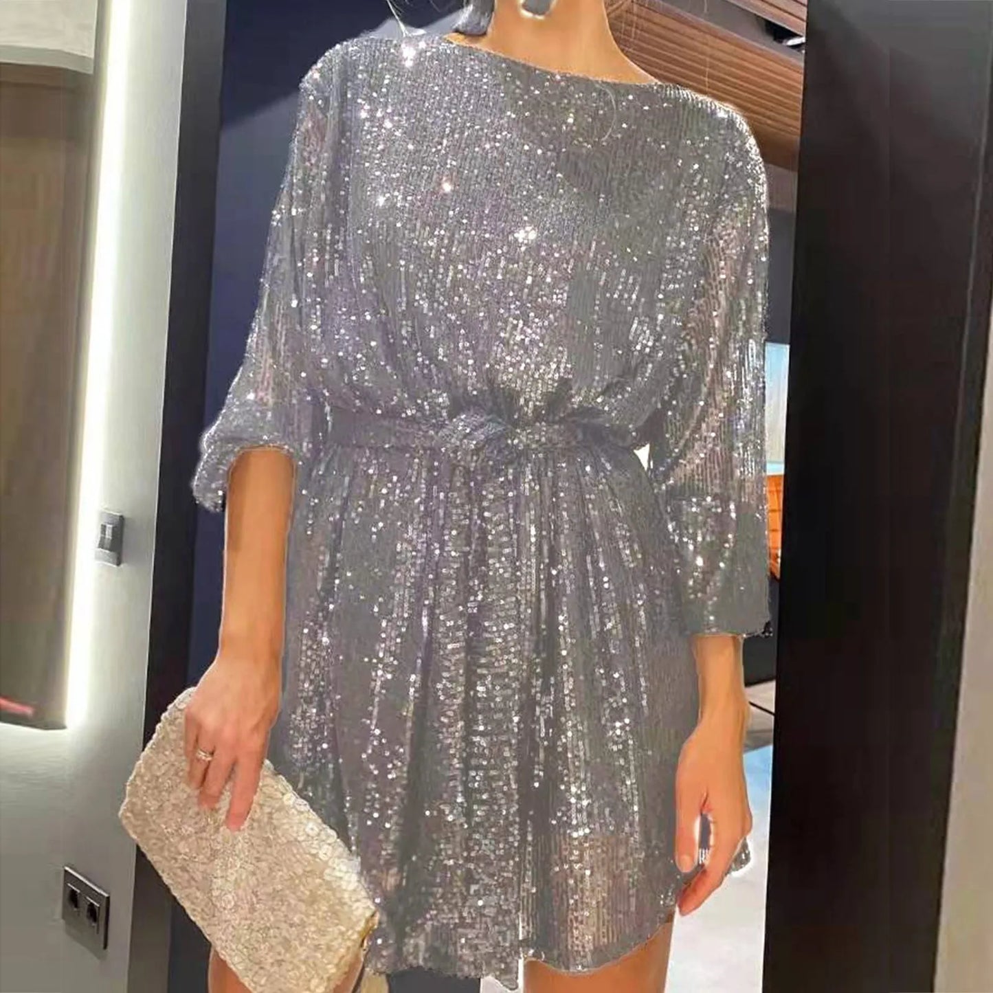 2024 New Women's Dress  Fashion Temperament Elegant Sexy Sequined Dresses Holiday Party Cocktail Party Dress Evening Dress