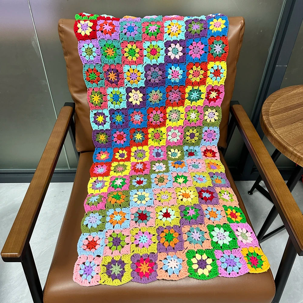 DIY Colourful Daisy Handmade Hand Hook Tablecloth Fashion Carpet Crochet Blanket Yoga Bolster Cushion Party Crochet Table Mat