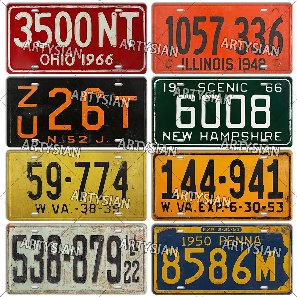 US Metal Plaque Retro Truck Number Plate Mississippi West Virginia Maine Illinois Idaho Iowa Pennsylvania Decorative Metal Sign