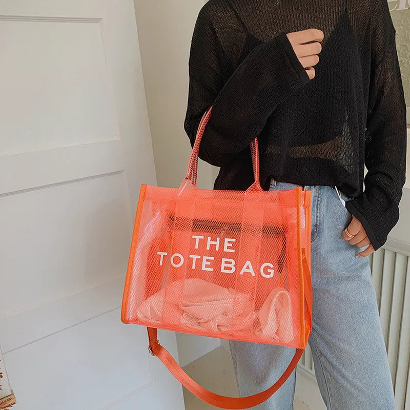 The Tote Bags For Women 2024 Summer New Luxury Designer Handbags Big Clear Beach Shopper Shopping Bag Large Totebag Square Purse