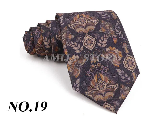 Vintage Imitation Silk Ties Men's Fashion 8cm Graffiti Painting Floral Necktie For Men Wedding Business Soft Printing Tie Wed Gi