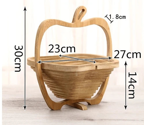 Foldable Fruit Basket Portable Bamboos Creative Snack Plate For Christmas Party Eco-Friendly Food Storage Organizer Kitchen Tool