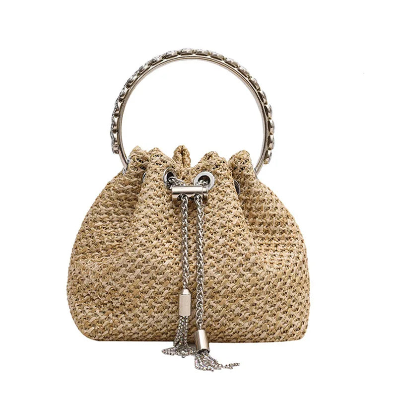 Evening Bags Straw Woven Clutch Bag Women Bow Purse Luxury Design Ladies Evening Handbag Party Banquet Bags Vacation Beach Tote