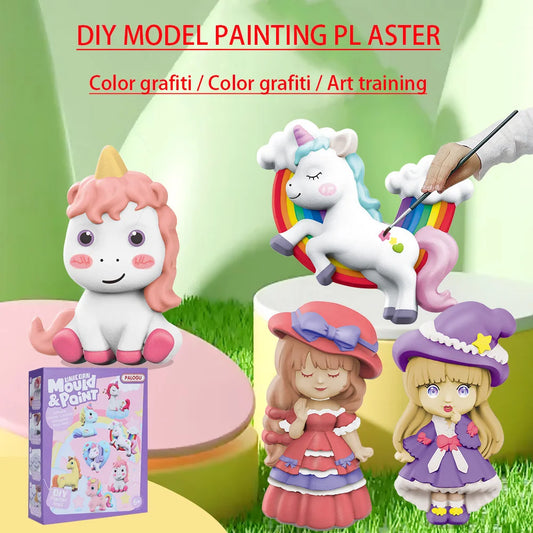 Children Graffiti Gypsum DIY Toys Creativity Scrawl Paint Set Drawing Cute Animals Cartoon for Kids Boys Girls Christmas Gifts