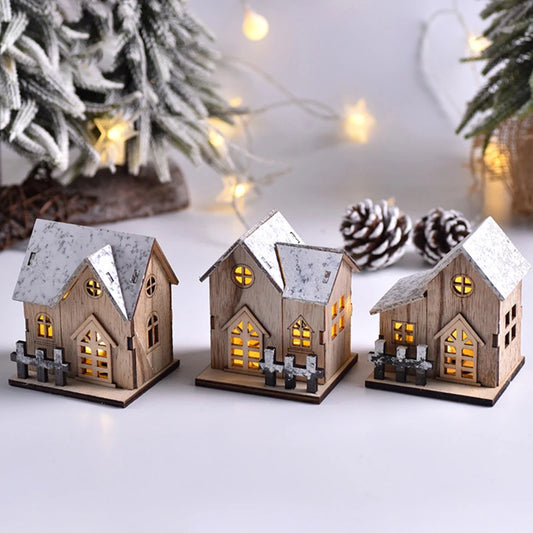 Nordic Simple Log Cabin Model Handicraft Ornaments Christmas Decoration Home Room Living Room Decorate Accessories