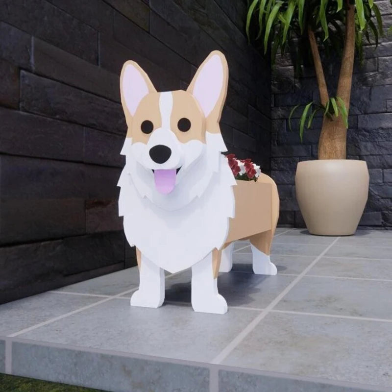 Garden Flower Pot Dog Shape Planter Poodle Corgi Samoyed Animal Pots Flowerpot Plant Container DIY Garden Outdoor Home Decor