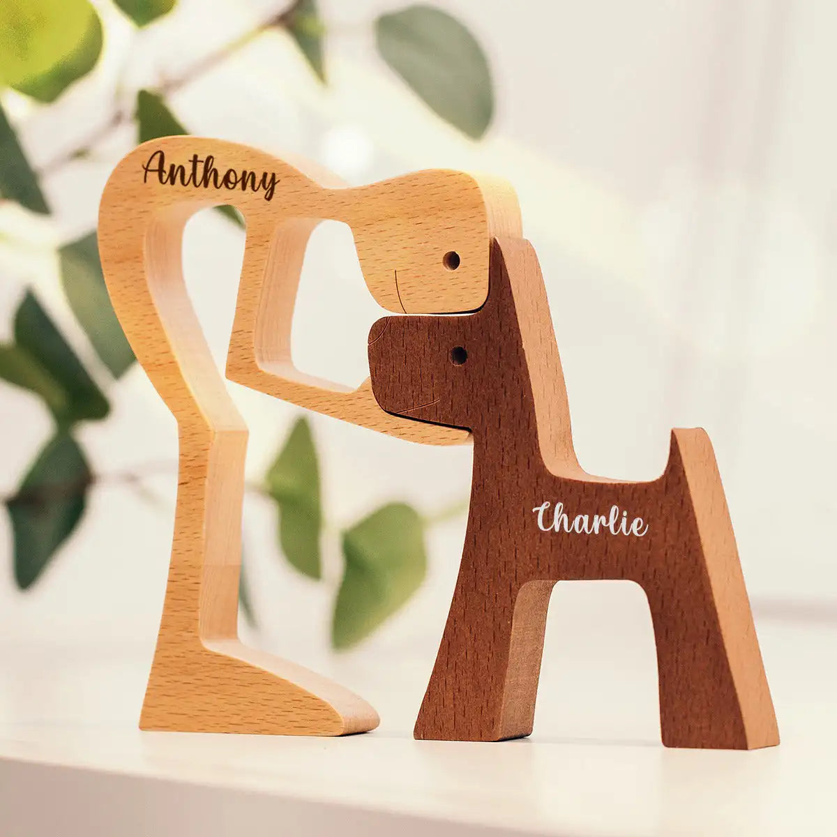 Personalized Custom Wooden Pet Carvings Cute Family Puppy Wood Dog Cat Craft Sculpture Table Ornaments Figurine Gift Pet Lovers Valentines Gift