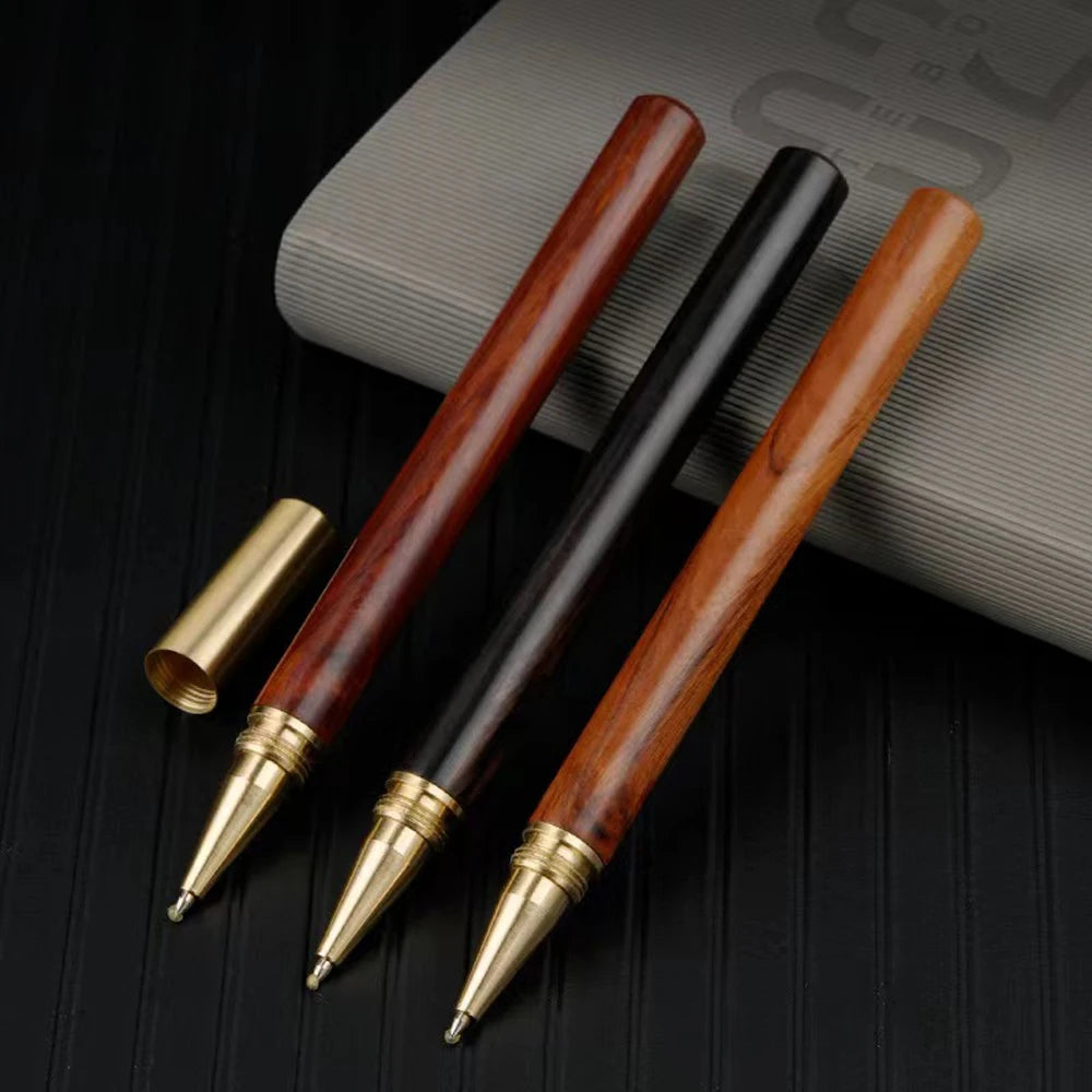 Vintage Wood Body Ballpoint Pen Brass Ball Roller Pen Metal Cap Ball Pen Stationery School Business Gifts Supplies Drop Shipping