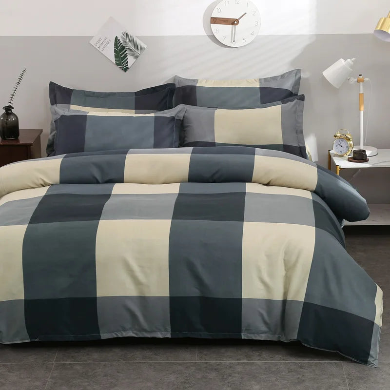 3 Pieces Luxury Striped Duvet Covers Soft Set Minimalist Modern Comforter Cover Thickened Breathable Bedding Sets for All Season