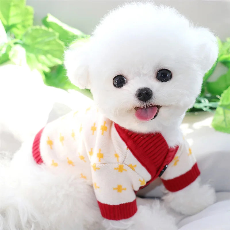 Luxury Dog Clothes for Small Dogs Winter Warm Dog Sweater Chihuahua French Bulldog Clothing Pet Items Knitted Cardigan Sweater