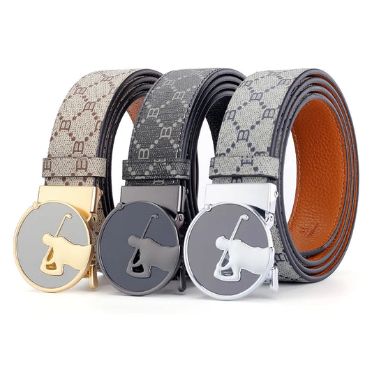 New Summer Automatic Buckle Men Belt, Fashionable Sport Buckle Waist Belt, Best Gift Choice for Golf Loving Fan Clubs