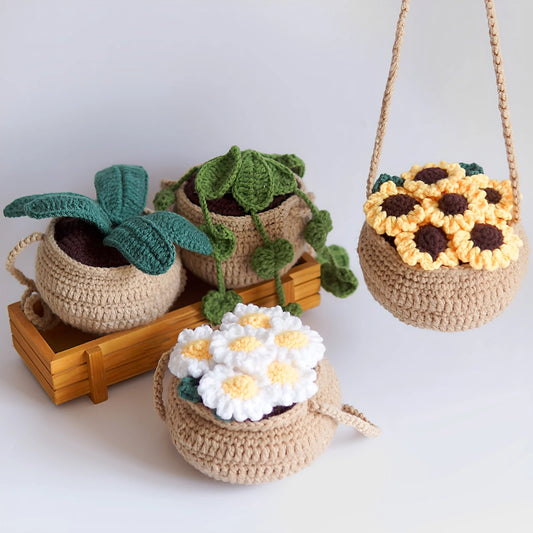 Crochet Kit Hanging Potted Plants Crochet Starter Pack With 7 Yarns Video Tutorials DIY Crochet Craft Kit For Beginners