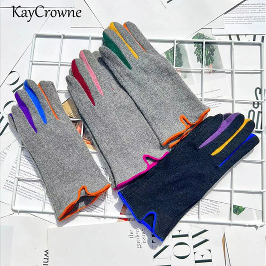 KayCrowne New Fashion Slim Gloves Women Autumn Winter Elegant Full Finger Keep Warm Windproof Cashmere Glove Female G220