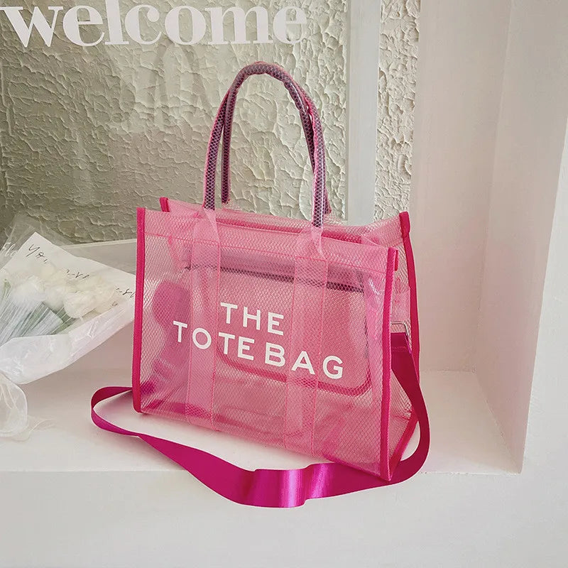 The Tote Bags For Women 2024 Summer New Luxury Designer Handbags Big Clear Beach Shopper Shopping Bag Large Totebag Square Purse