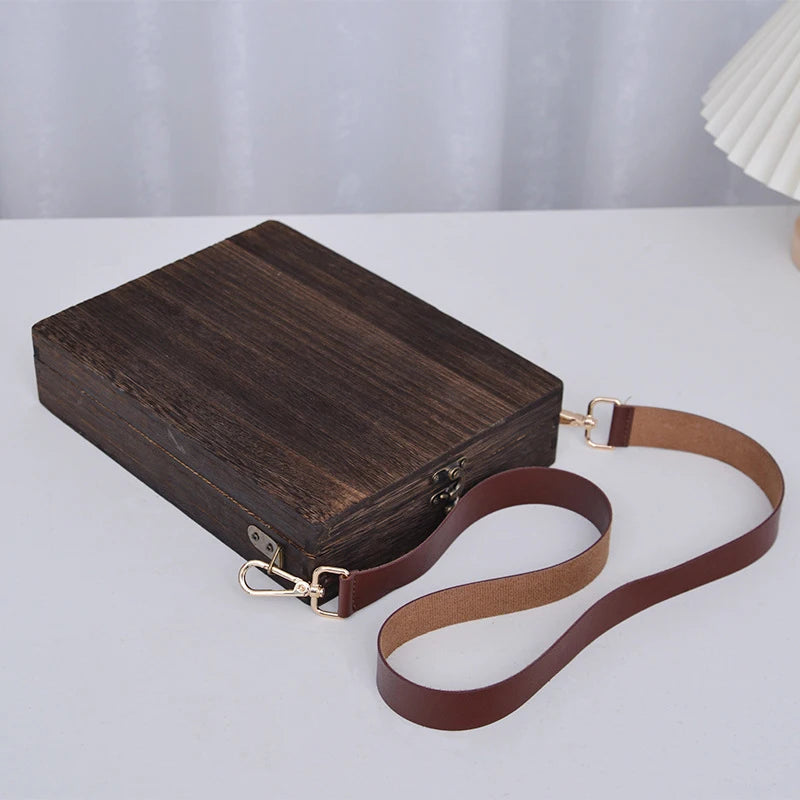 Writers Messenger Wood Box A5 Wooden Retro Trend Shoulder Bag Postman Outdoor Briefcase Art Supplies Box Home Decor Storage Box