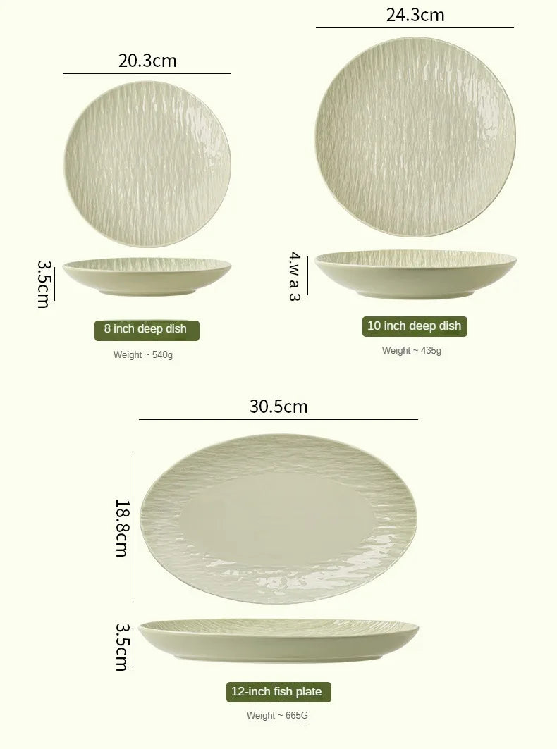 High end and fresh cream style tableware, dishes, rice bowls, underglaze colored plates, large soup bowls