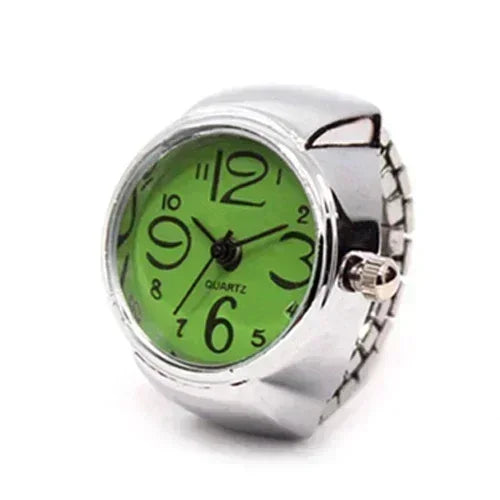 Vintage Punk Finger Watch Mini Elastic Strap Alloy Watches Couple Rings Jewelry Clock Retro Roman Quartz Watch Rings Women Men