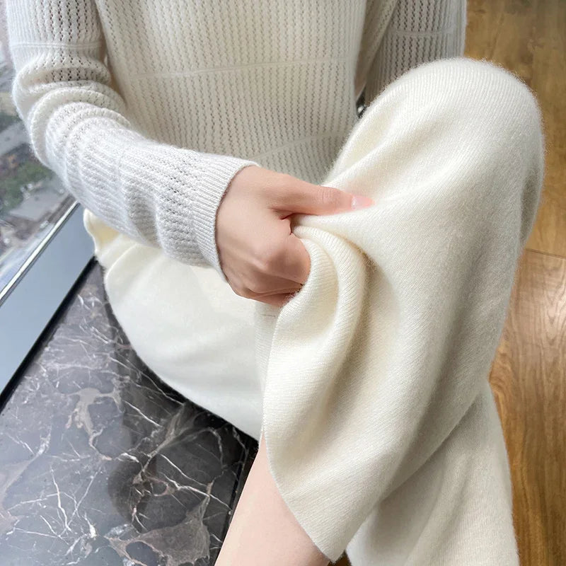 Knitting Wide Leg Pants Leg Wool Pants Cashmere Pants Women Warm Knit Pants Elegant Pants Woman Women' S Pants Loose Trousers