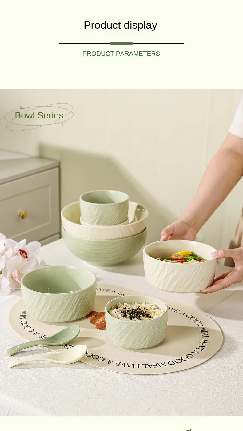 High end and fresh cream style tableware, dishes, rice bowls, underglaze colored plates, large soup bowls