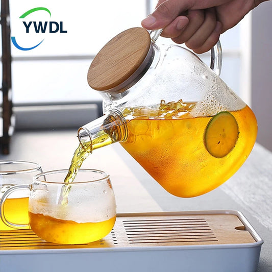 YWDL 1L/1.8L Borosilicate Glass Teapot Set Clear Teapots With Cup Removable Filter Spout Drinkware For Loose Leaf Blooming Tea