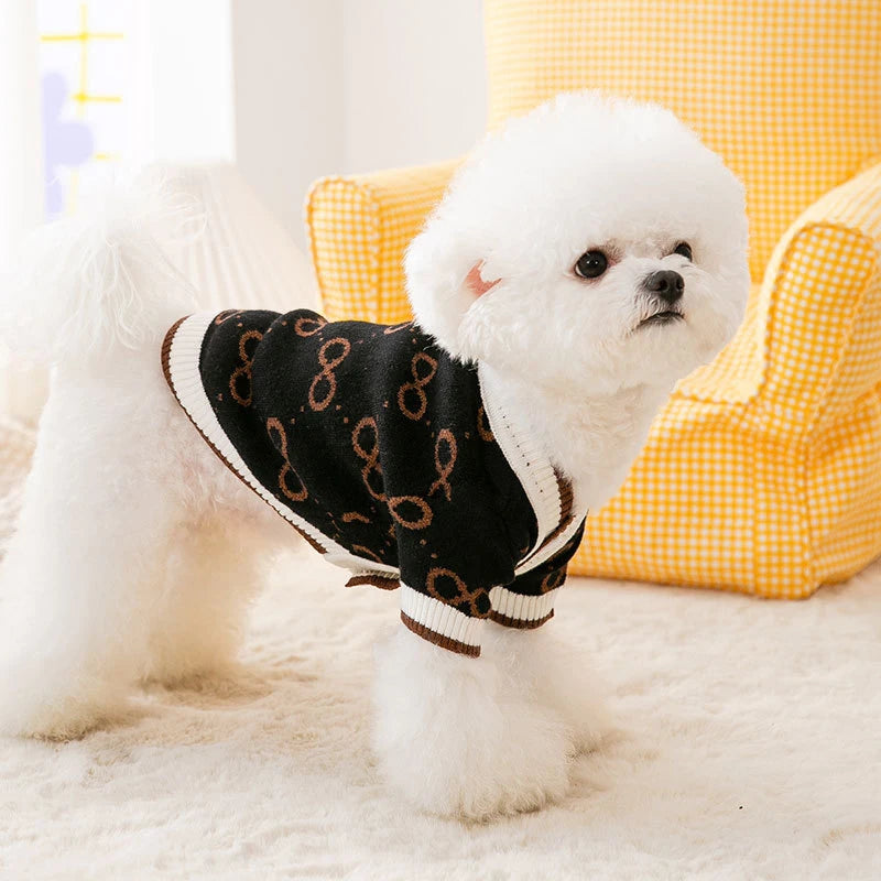 Luxury Dog Clothes for Small Dogs Winter Warm Dog Sweater Chihuahua French Bulldog Clothing Pet Items Knitted Cardigan Sweater