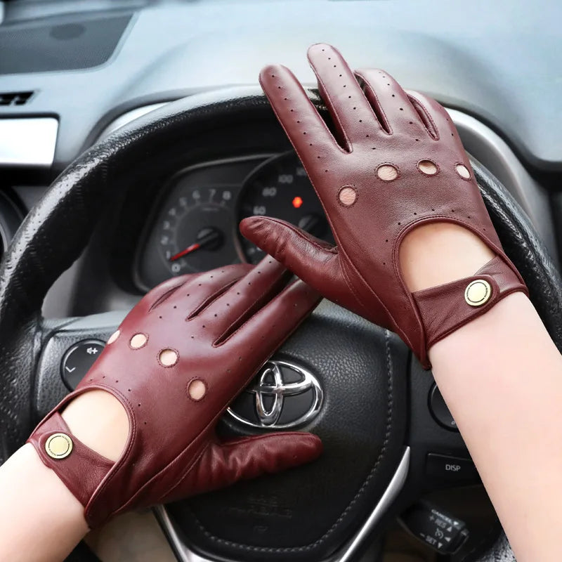 New Arrival Luxury Mens Genuine Leather Gloves Sheepskin Gloves Fashion Men Black Breathable Driving Gloves For Male Mittens