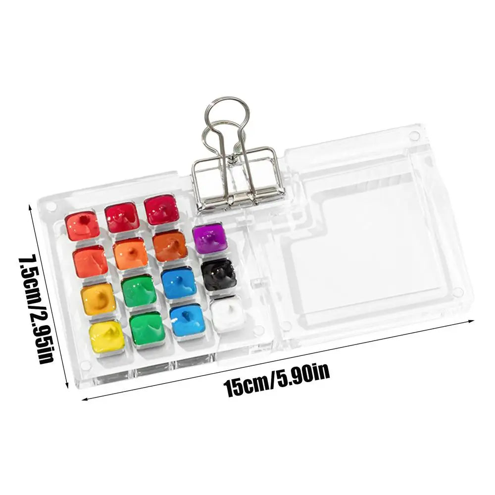 Acrylic Mini Watercolor Palette Empty 8/15 Grid Portable Paint Box Travel Painting Watercolor Packaging Paint Tray Art Supplies