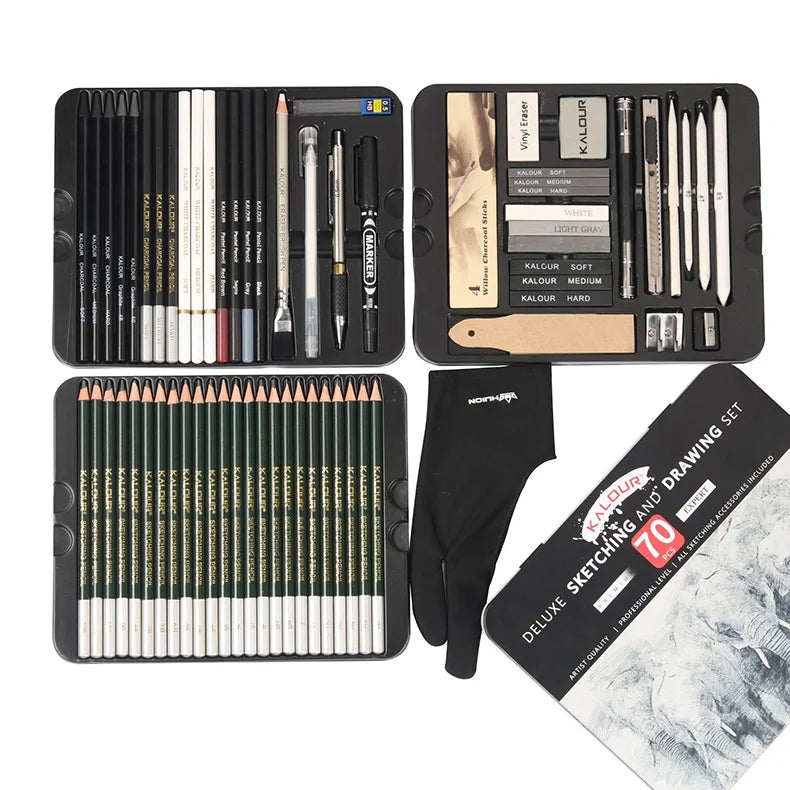 Sketching Pencil Set 70/83pcs Professional Drawing Kit Ideal for Drawing Blending Shading Artist Supplies for Kids Teens Adults