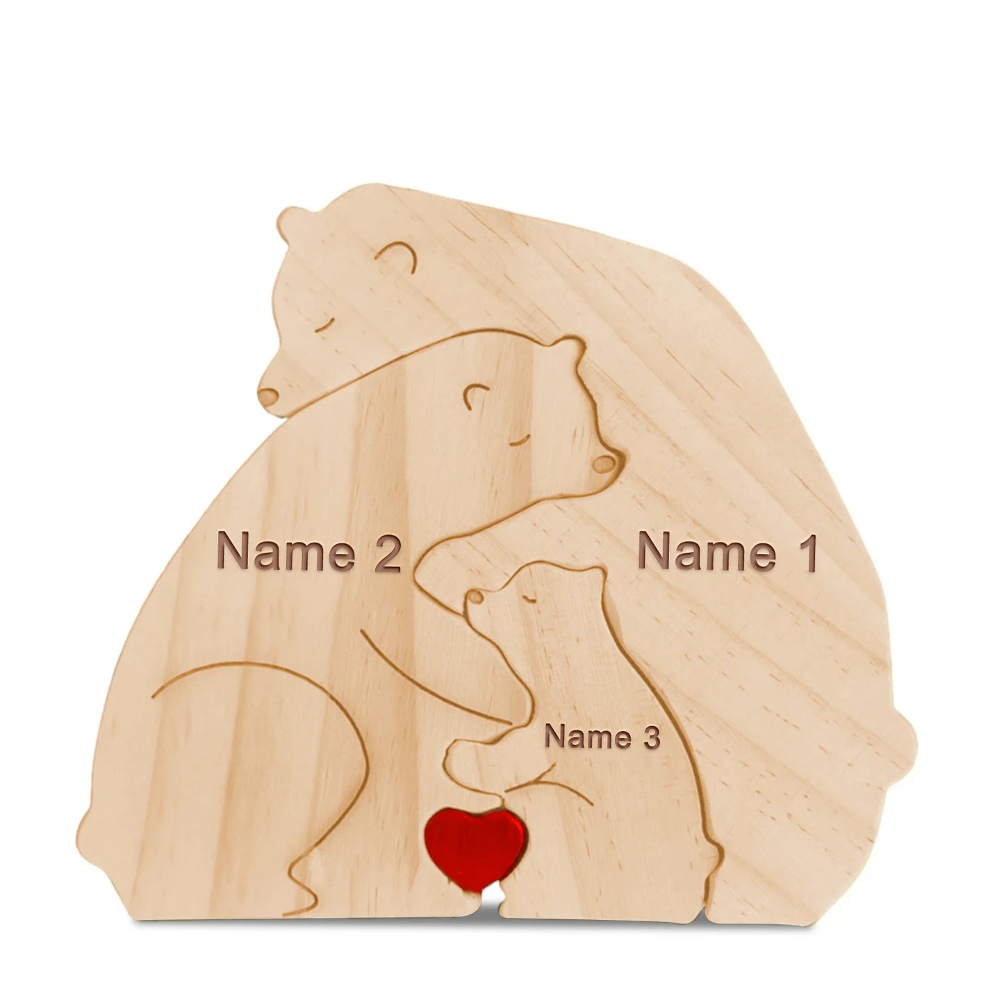 Custom Name Wooden Bear Family Ornaments Personalized Wood Carving Bear Puzzle Christmas Birthday Gift home decor action figure Valentines Gift