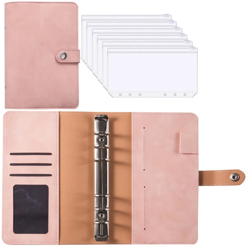 Good Material A6 PU Leather Budget Binder Notebook Cash Envelopes System Set Binder Pockets Money Budget Saving Bill Organizer Valentines Gift