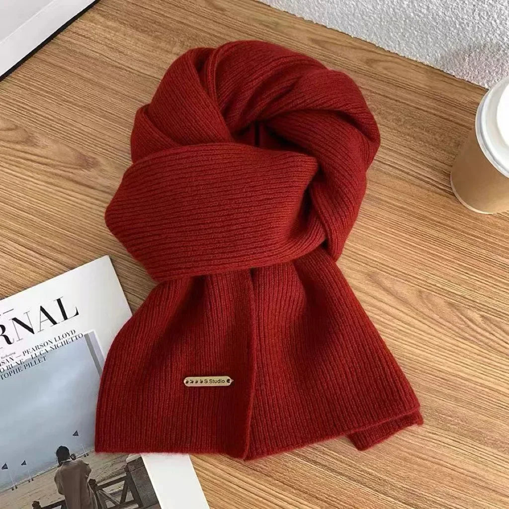 Women Cashmere Blend Scarf Women Winter Warm Thicken Luxury Solid Color Shawl Wraps Female Warm Thick Wool Neckerchief Blanket