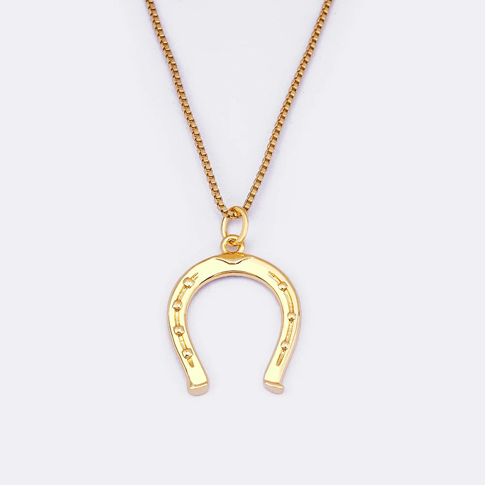 Nidin Ins Popular Fashion Classic Horseshoe Pendant Necklace Lucky Cute U Shaped Women Wedding Collier Gift Special Jewelry