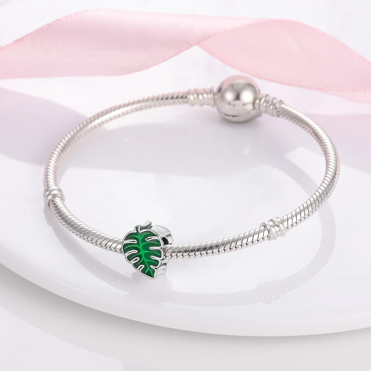 Silver Plated Charms For Woman Summer Green Cactus Avocado Beads Fit Original Pandora Bracelet Necklace DIY Dangle Charms