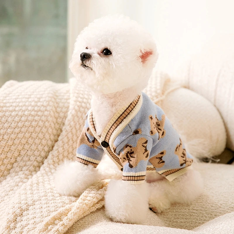 Luxury Dog Clothes for Small Dogs Winter Warm Dog Sweater Chihuahua French Bulldog Clothing Pet Items Knitted Cardigan Sweater