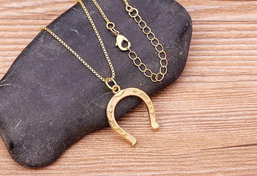 Nidin Ins Popular Fashion Classic Horseshoe Pendant Necklace Lucky Cute U Shaped Women Wedding Collier Gift Special Jewelry