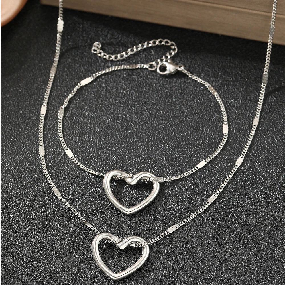 Stainless Steel Jewelry Set Novelty Twisted Heart Light Luxury High-end Sense Jewelry Set For Women Jewelry Anniversary 2024