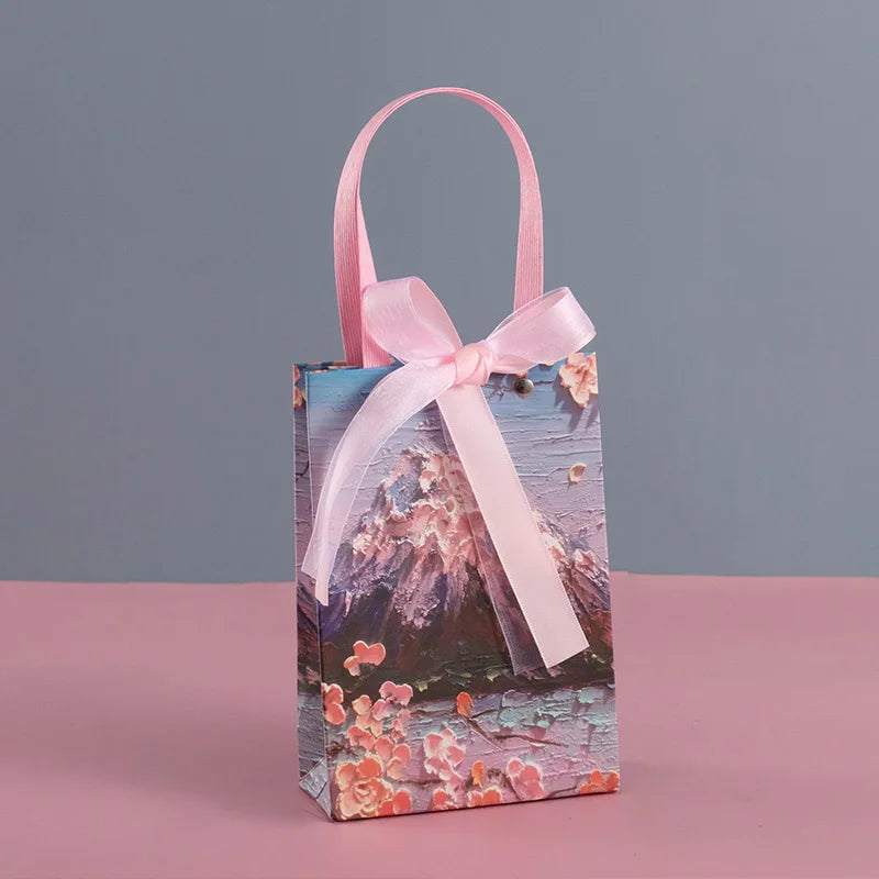 Flower Gift Packaging Bag 3D Cloud Oil Painting Paper Bag Valentine'S Day Birthday Wedding Party Favor Bag Clothes Store Handbag