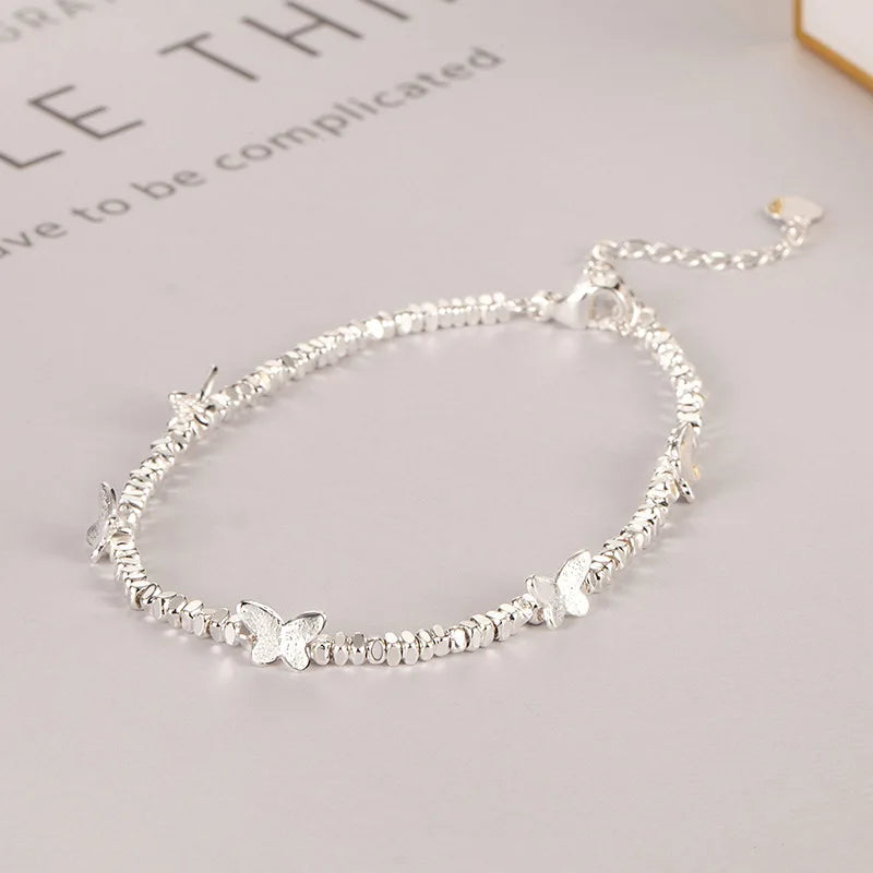 New 925 Silver Gold Color Geometric Beads Adjustable Punk String Bracelet For Woman Girl Fashion Jewelry Gift Dropship Wholesale