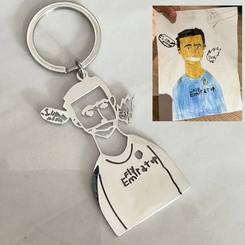 Customized Children Drawing Keychain Kids Artwork Personalized Custom Photo LOGO Car Keyring Key Chains Jewelry Kids Gifts Valentines Gift