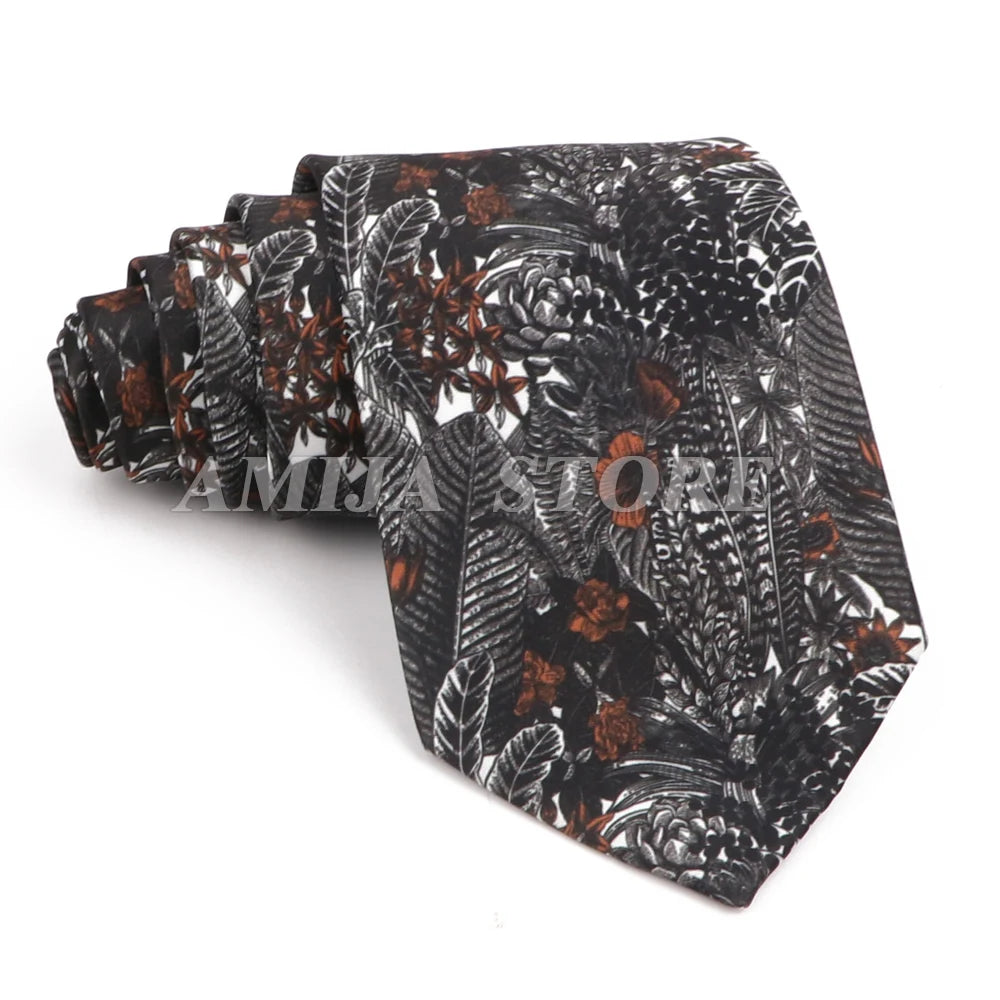 Vintage Imitation Silk Ties Men's Fashion 8cm Graffiti Painting Floral Necktie For Men Wedding Business Soft Printing Tie Wed Gi