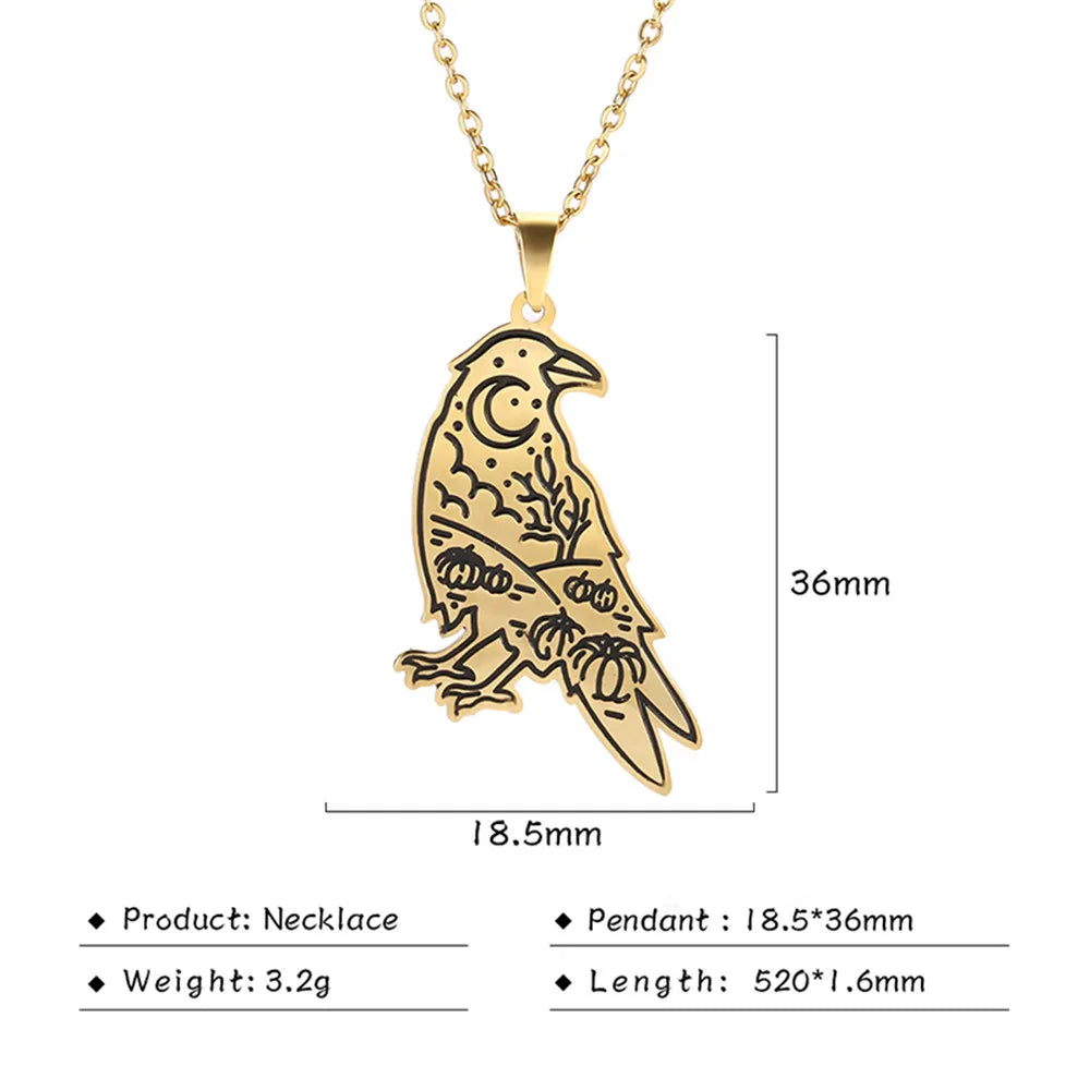 Stainless Steel Animal Pendant Necklace Rabbit Bear Eagle Dog Fox Wolf Scenery Moon Sun Tree Chain Necklaces Jewelry for Women