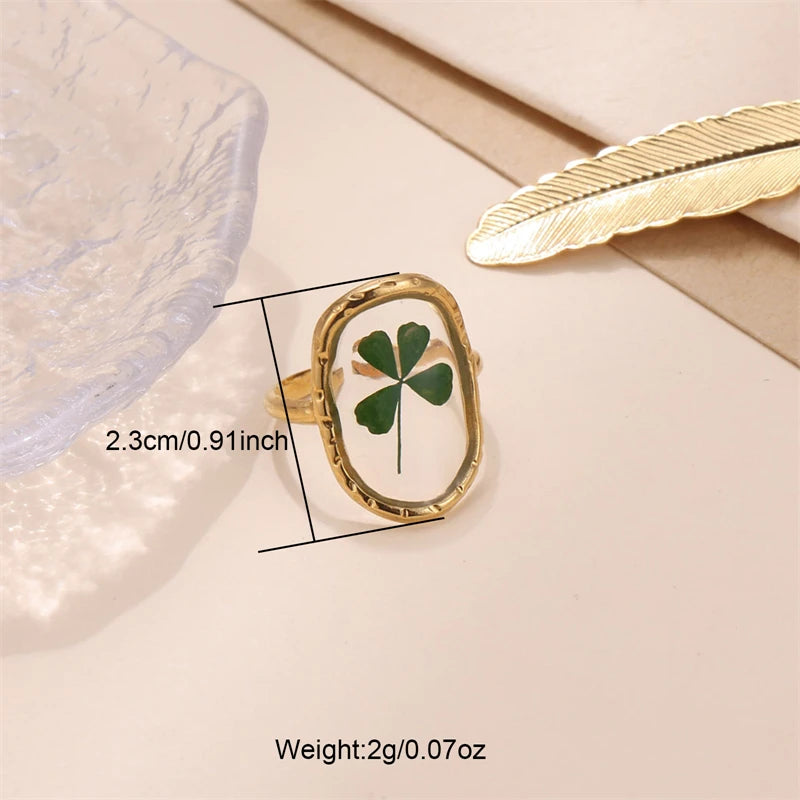 D&Z Ins Retro Women's Fashion Jewelry Eternal Flower Series Stainless Steel Ring Love Accessories Open Ring