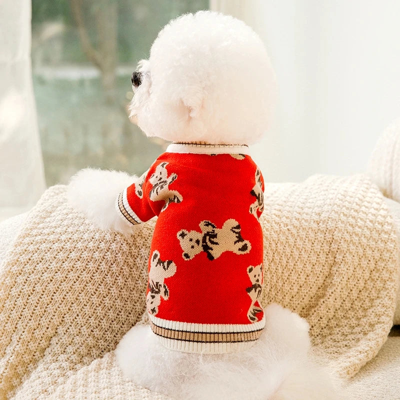 Luxury Dog Clothes for Small Dogs Winter Warm Dog Sweater Chihuahua French Bulldog Clothing Pet Items Knitted Cardigan Sweater